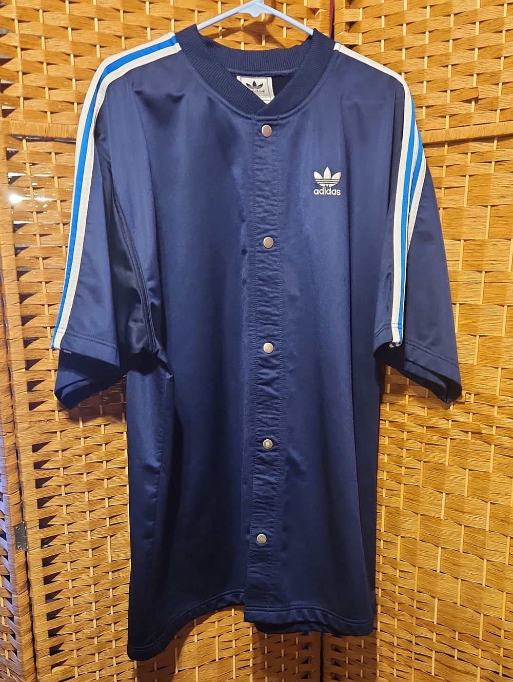 ADIDAS, Vintage Men's, Snap Button,  Basketball, Gym, CasualShort Sleeve Shirt